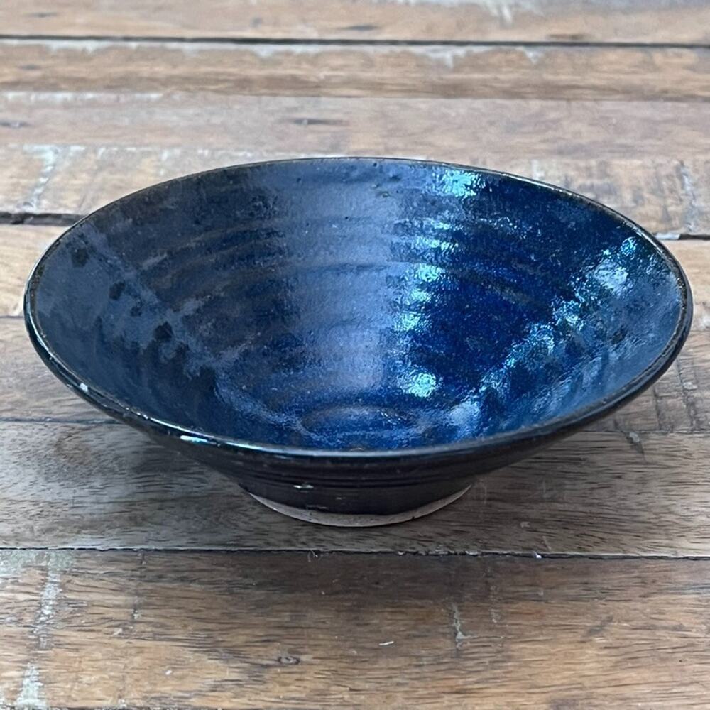 Studio Art Pottery Bowl 5.4" Deep Blue Glazed